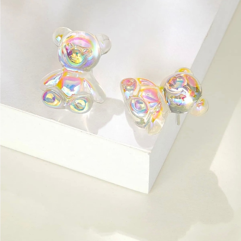 Holographic Design Stud Earrings for Women Girls Ear Studs Jewelry Gift Fashion